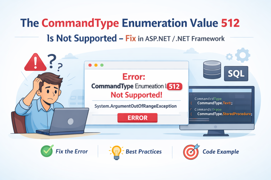 The CommandType Enumeration Value 512 Is Not Supported – Complete Fix in ASP.NET / .NET Framework