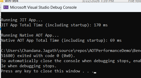 Result of .NET 10 Performance: JIT vs Native AOT